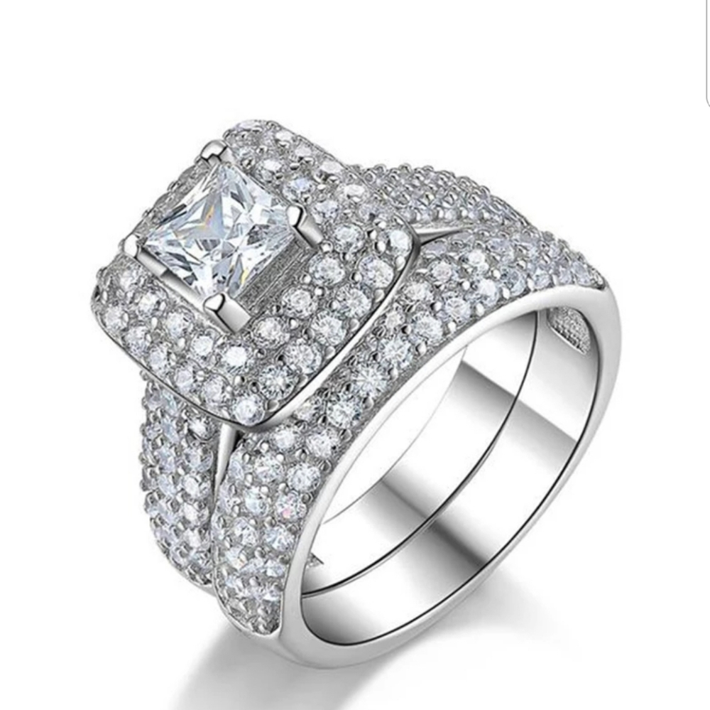NEW 925 Sterling Silver Wedding Ring Set - Picture 5 of 6